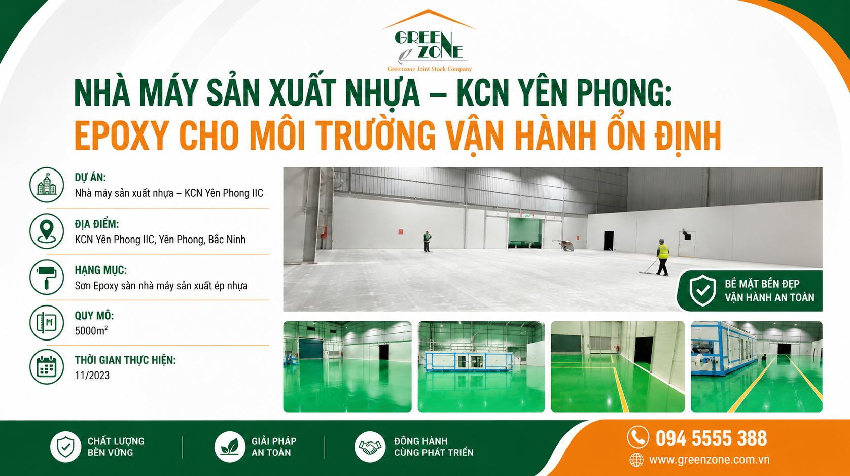 Dự Án Sơn Epoxy Sàn Nhà Máy Sản Xuất Ép Nhựa Tại KCN Yên Phong IIC