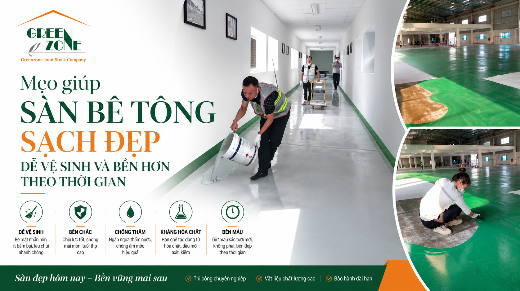 Mẹo giúp sàn bê tông sạch đẹp dễ vệ sinh và bền hơn theo thời gian